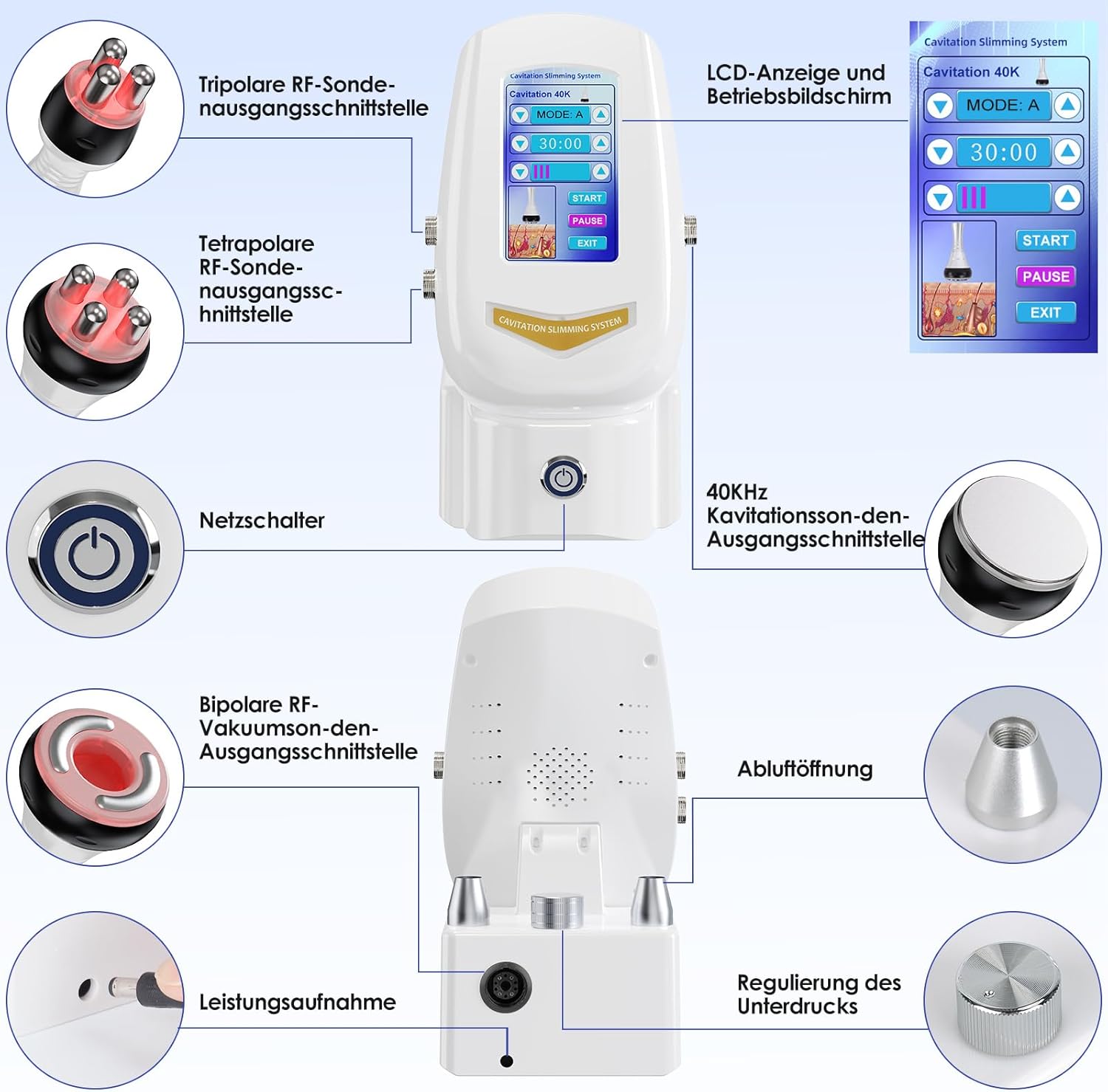 Thumbnail 6 de Ibtyzo 40k Cellulite Massagegerät 4-in-1 mit Ultraschall, RF & Vakuum – für Gesicht und Körper