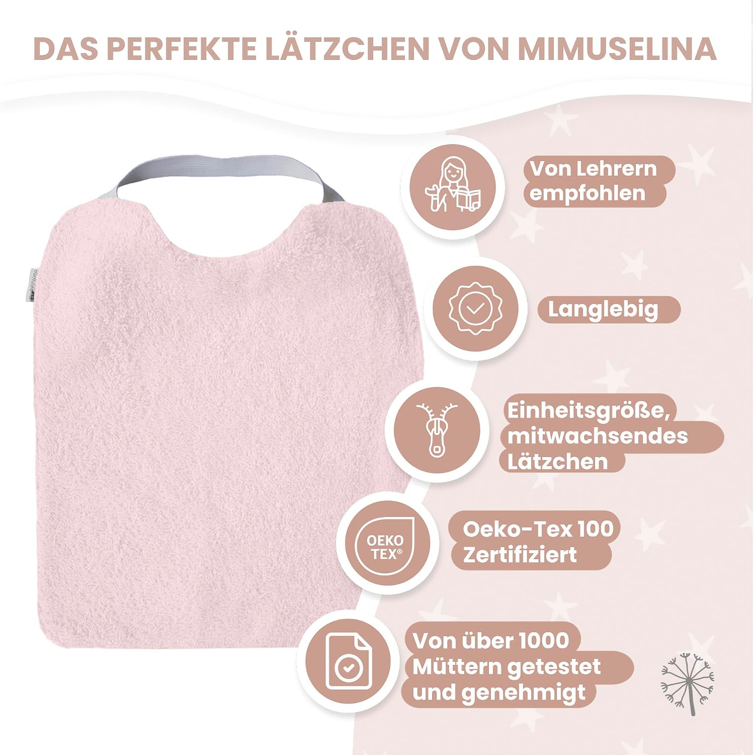Thumbnail 6 de MIMUSELINA Set aus 5 Große Frottee-Lätzchen Baby – Wasserdicht, Wiederverwendbar und OEKO-TEX-zertifiziert