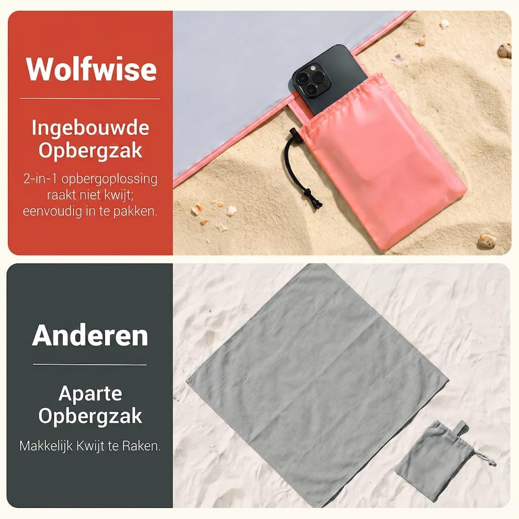 Detalle 2 de Wolfwise 25213 strandkleed 275 x 305 cm, waterdicht met zandvakken en haringen