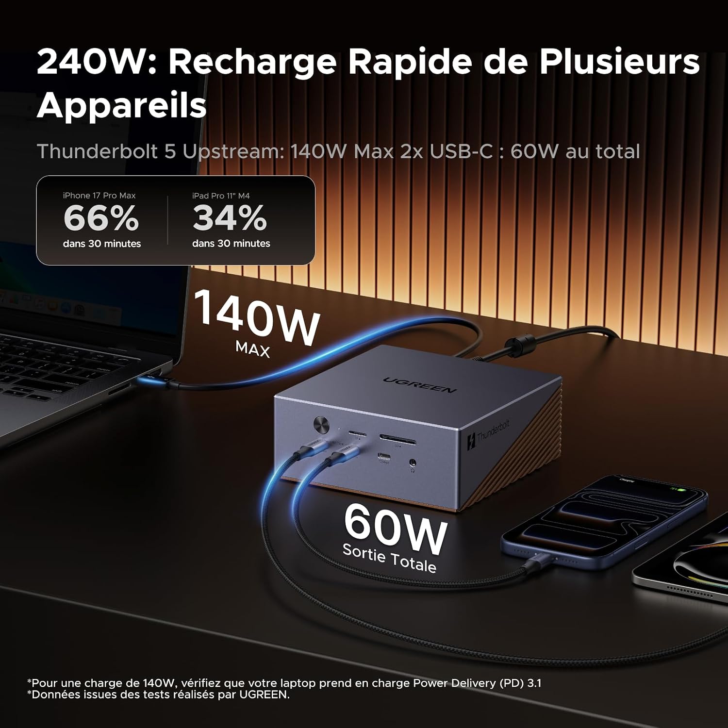 Thumbnail 6 de UGREEN Maxidok Thunderbolt 5 Revodok 17-en-1 (3×TB5, DisplayPort, boîtier SSD M.2, 2,5GbE, PD 140W)