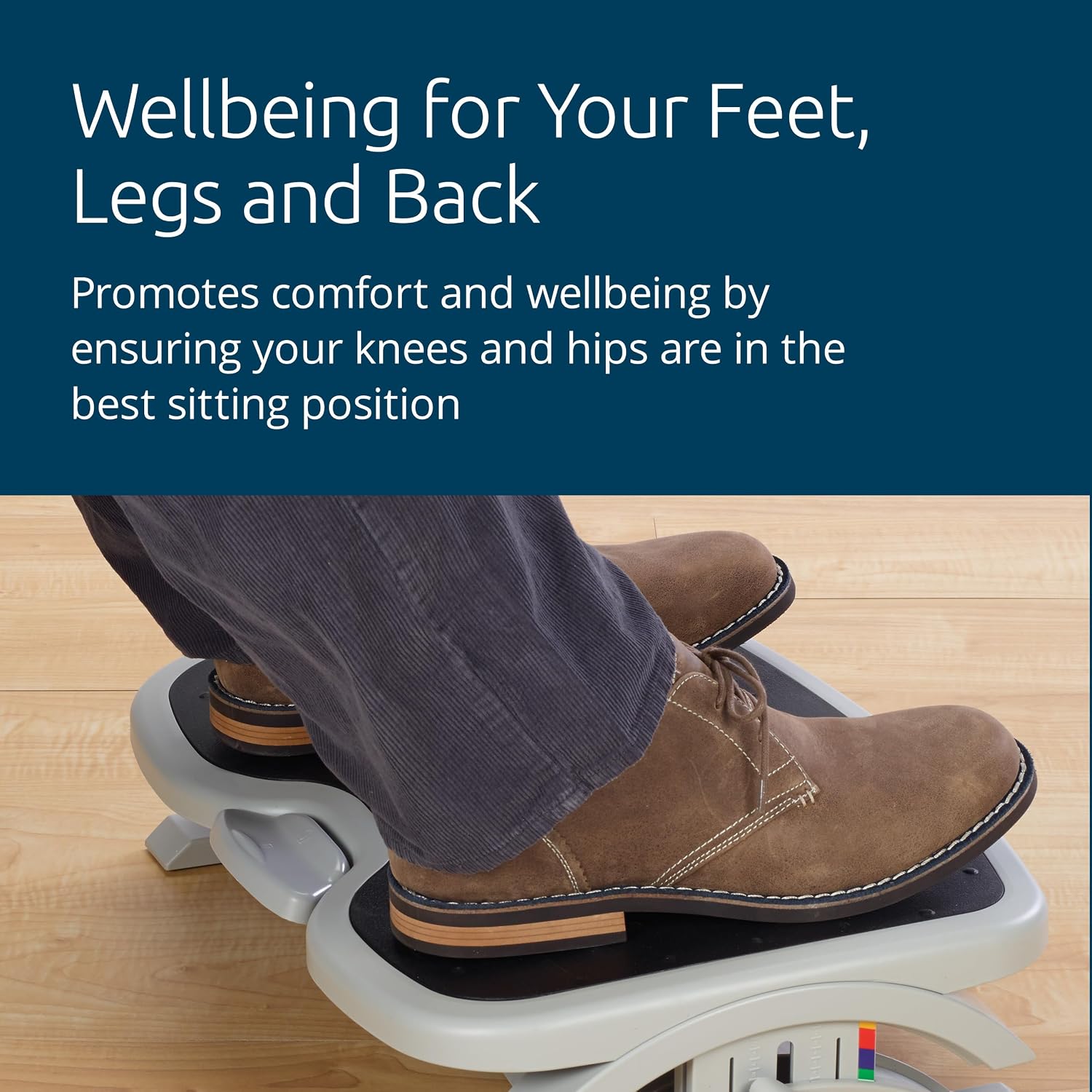 Detalle de Kensington SoleMate Plus (56146) repose-pieds ergonomique SmartFit à 6 niveaux, inclinaison réglable et base antidérapante, gris