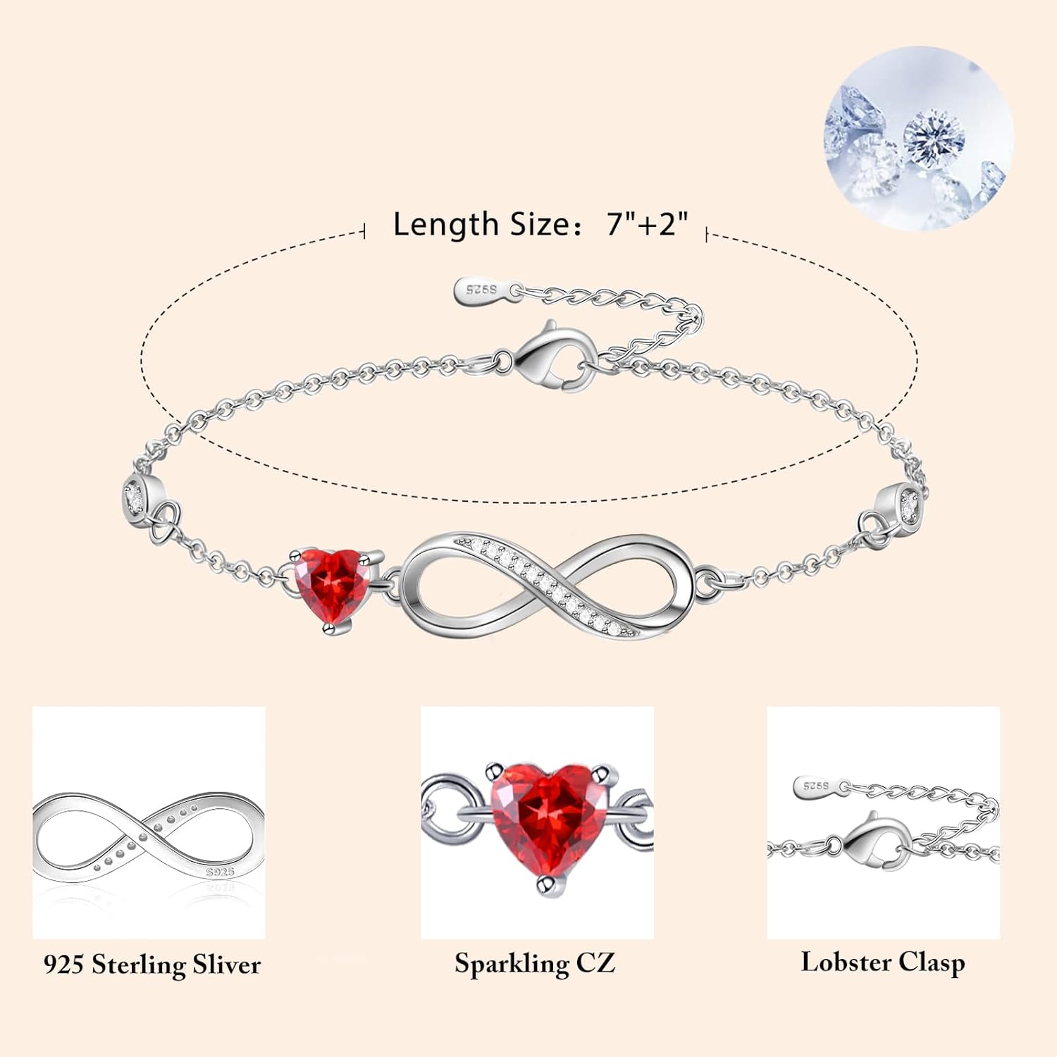 Thumbnail 1 de Tusuzik Muttertagsgeschenk: Armband Mama – Silber 925, Herz-Infinity-Look