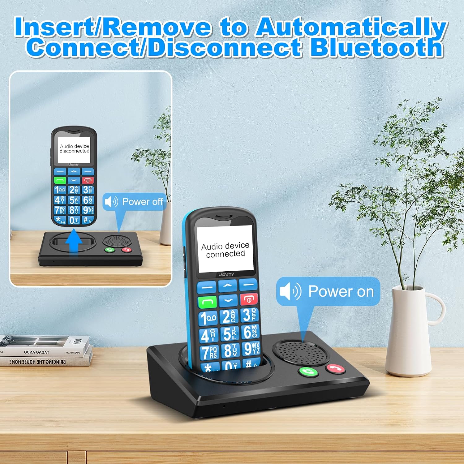 Detalle de CHAKEYAKE 4G Big Button Senior Phone with Bluetooth Dock – SOS Button, Loud Speaker, 1.77" Colour Display