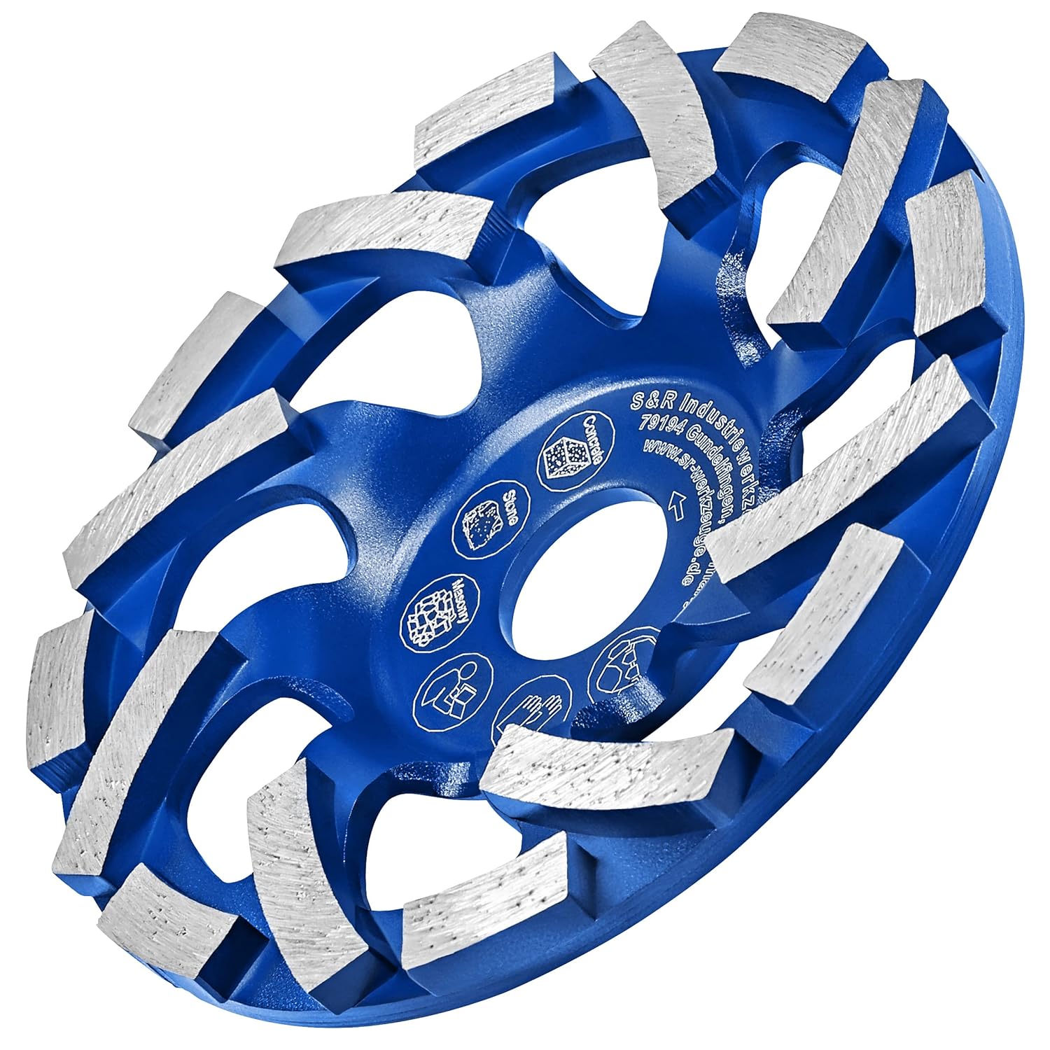 Detalle de S&R Disque Diamant 125 pour Meuler le Béton – 2 rangées diamantées, diam. 125 mm