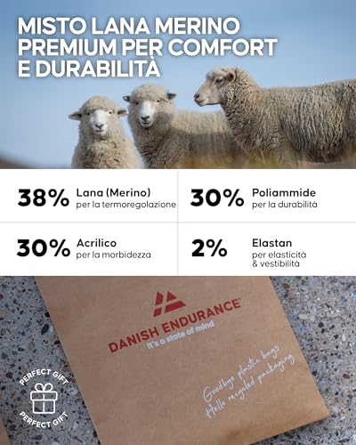 Detalle de DANISH ENDURANCE Calze Trekking Leggere, 3 Paia Multicolore 39‑42