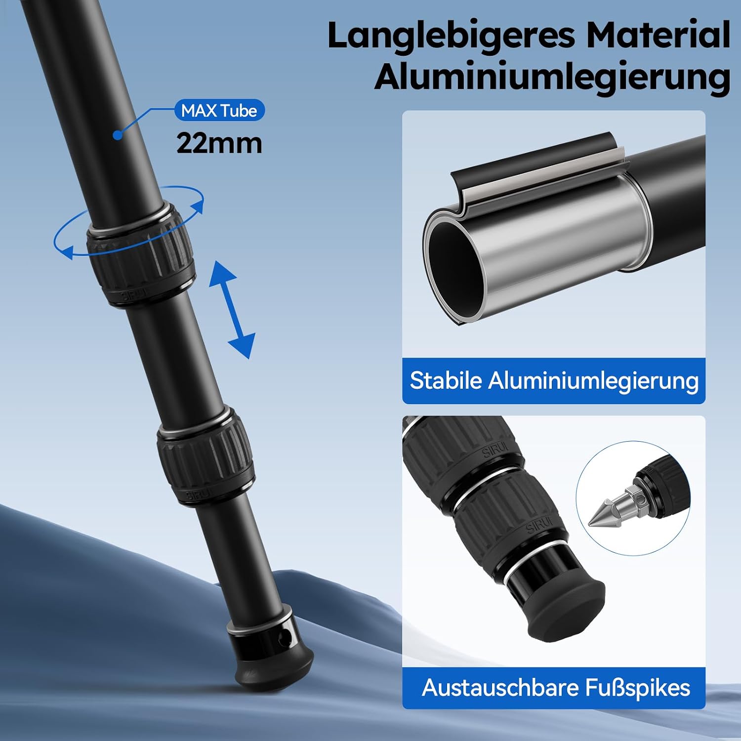 Thumbnail 3 de SIRUI AM-203S Mini-Stativ aus Aluminium – Tischstativ mit flacher Kugelkalotte, 15 kg Traglast