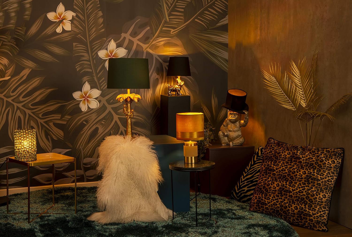 Detalle 2 de Lucide Extravaganza Sir Winston – lampa stołowa E14, porcelanowa, złoto-czarna