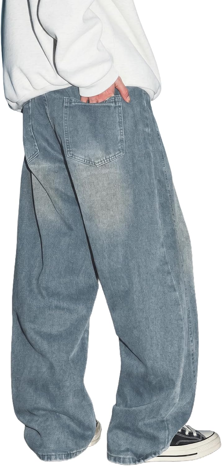 Detalle 1 de Icymay Mens Baggy Jeans, Wide-Leg Loose-Fit Denim for Y2K Streetwear