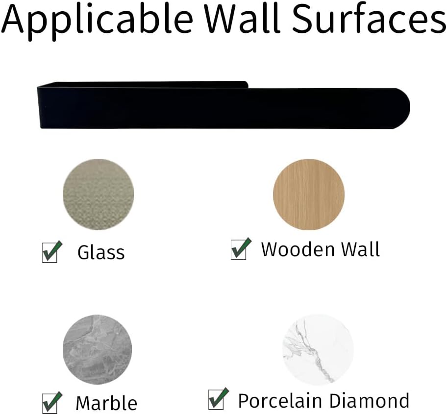 Thumbnail 4 de Porta Asciugamani Adesivo da Parete 22 cm in acciaio inox 304 SUS304 con adesivo 3M, nero opaco