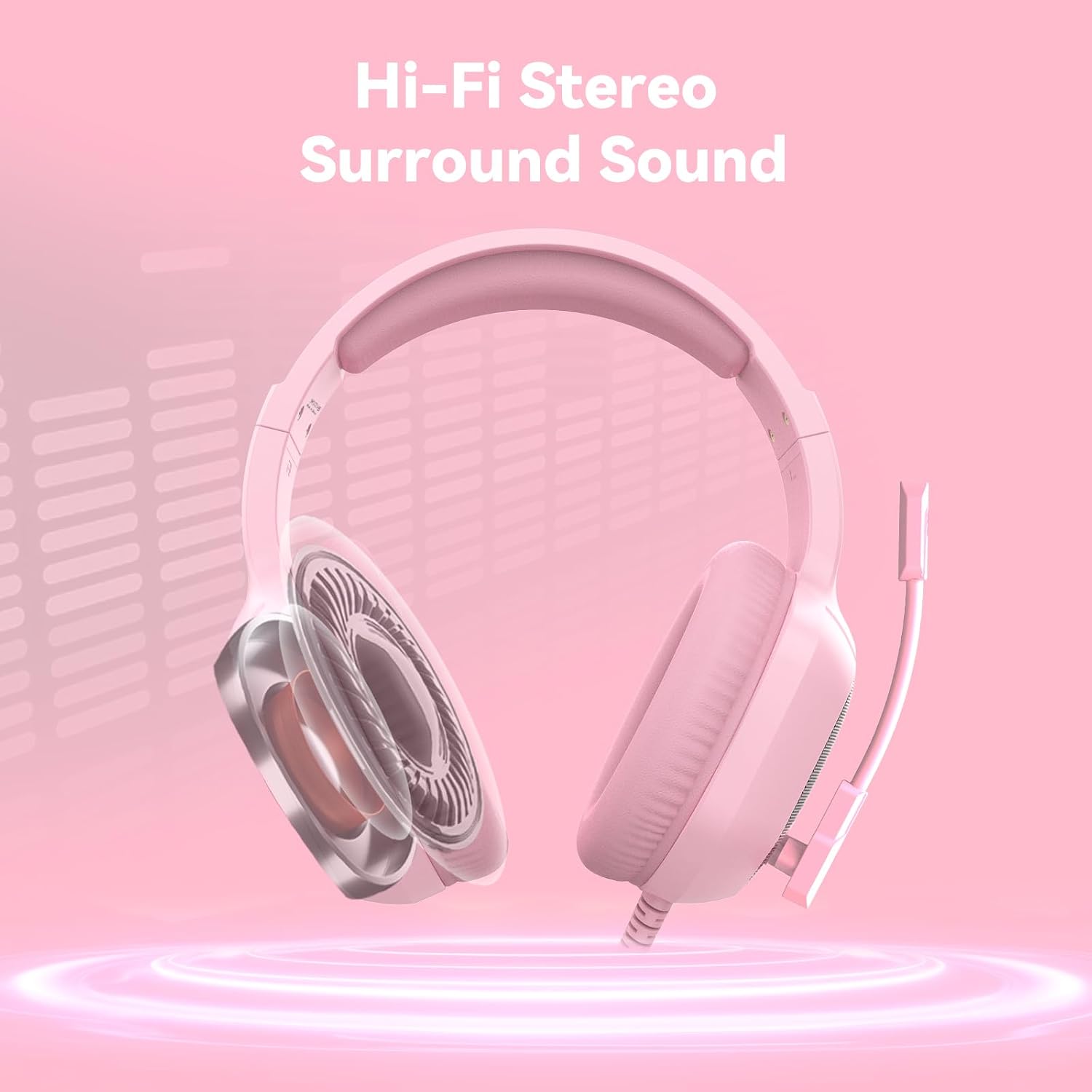 Detalle de Gaming Headset with Microphone (Pink) for PC, PS4/PS5, Xbox One/Series X|S, Switch & 3.5mm Devices