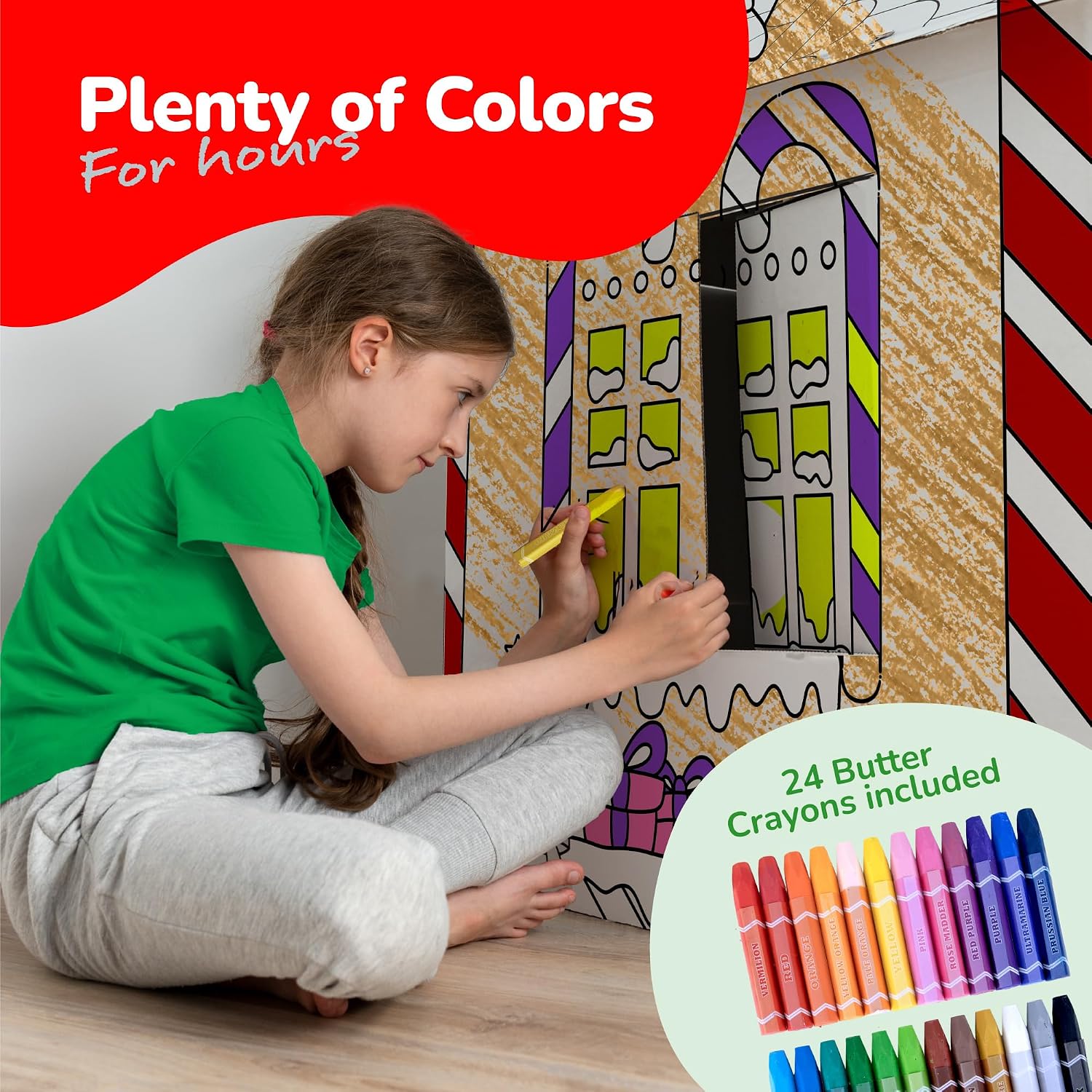 Thumbnail 2 de ArtCreativity Gingerbread House Cardboard Playhouse with 24 Crayons