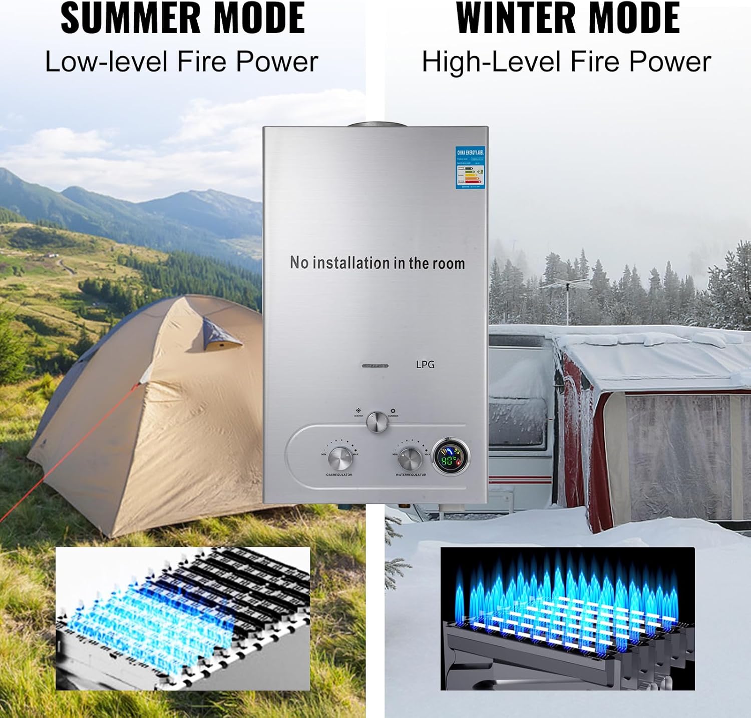 Detalle 2 de Scaldabagno 16L 32 kW GPL Propano per casa