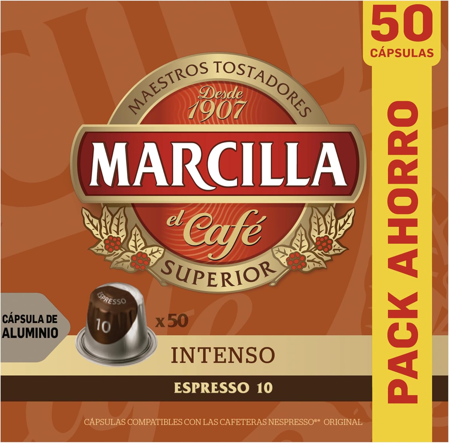 Detalle 2 de Marcilla Cápsulas de Café Intenso Intesidad 10 | 50 cápsulas compatibles Nespresso