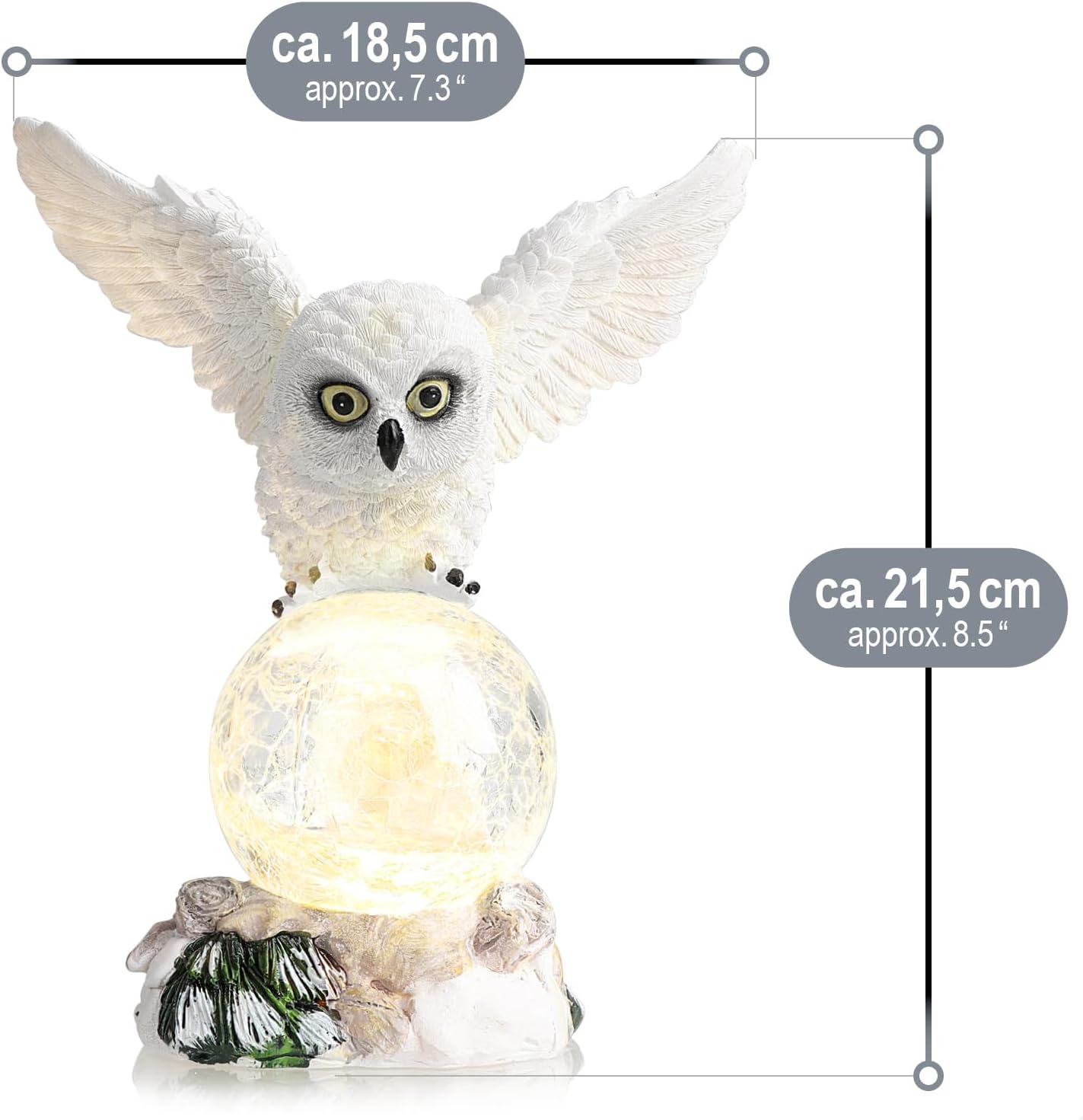 Thumbnail 6 de com-four® Figurine LED Hibou avec Boule de Verre (chouette) et minuterie