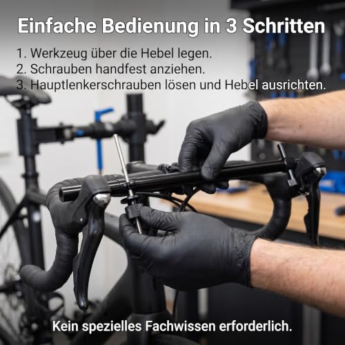 Detalle de PETSTIBLE Lenker-Symmetrie-Einsteller – präzises Ausrichtungswerkzeug für Fahrradhebel (schwarz)