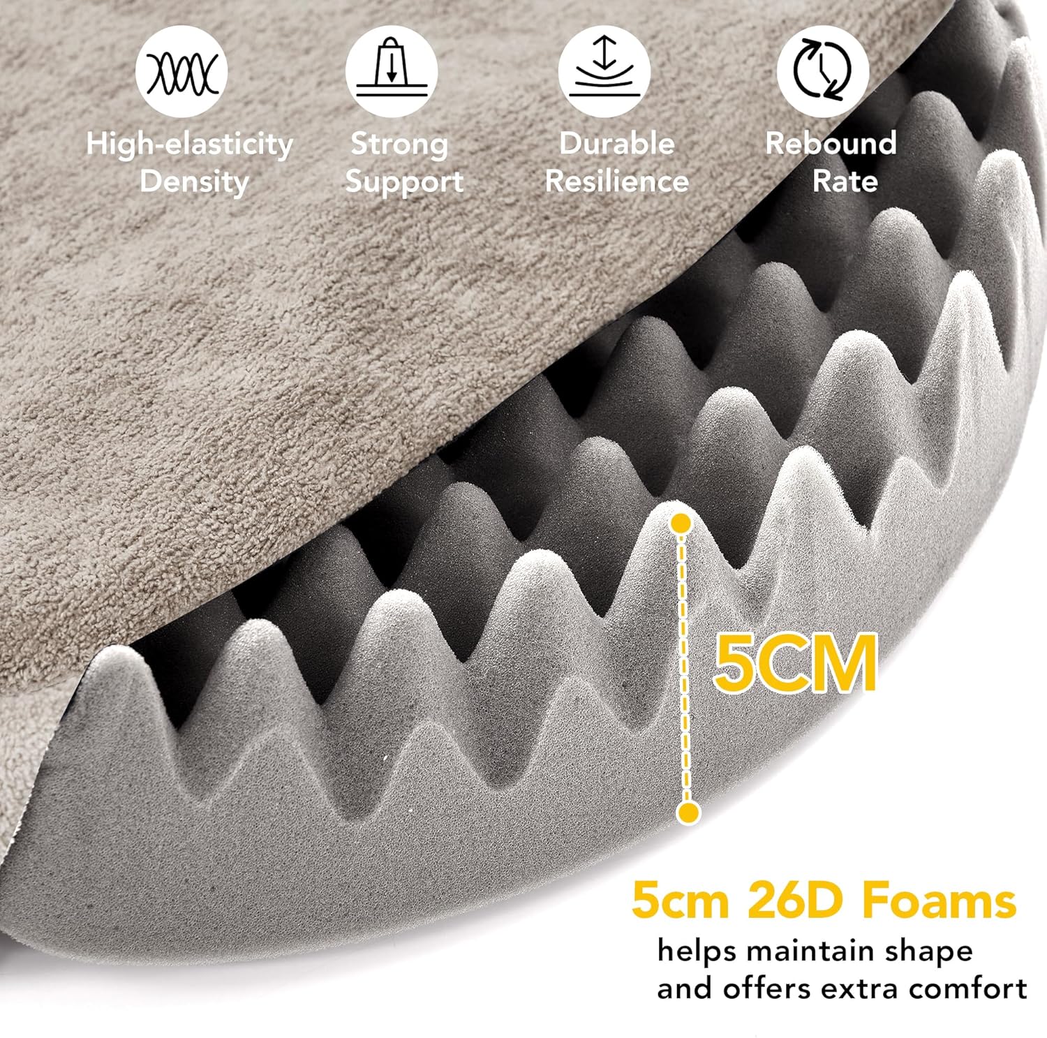 Thumbnail 2 de Tapis orthopédique Deconovo pour chien (51x51x15) taupe et blanc cassé