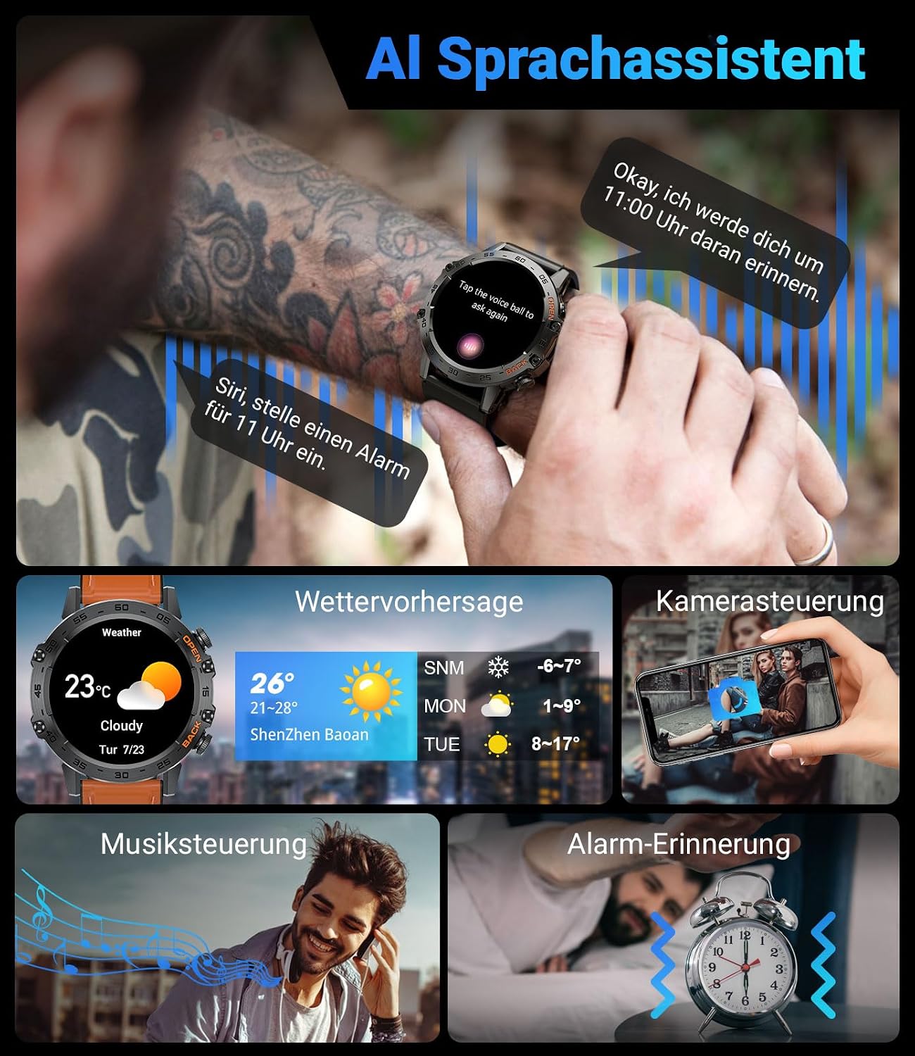 Detalle 2 de LIGE Smartwatch 1,39 Zoll mit Telefonfunktion