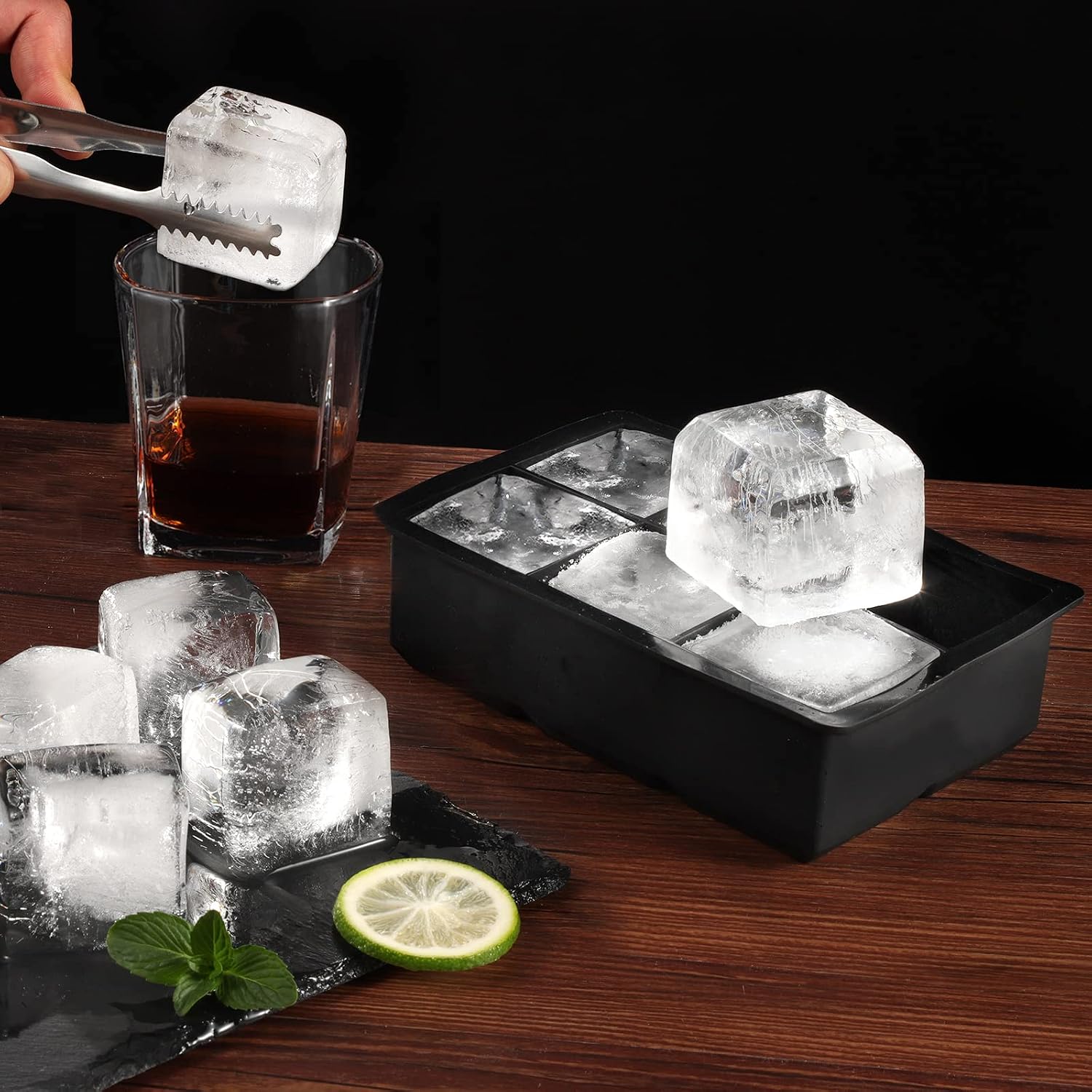 Thumbnail 6 de Sinnsally XXL Eiswürfelform aus Silikon mit Deckel (2er-Set, 6 Formen) – große Eiswürfel für Küche & Getränke