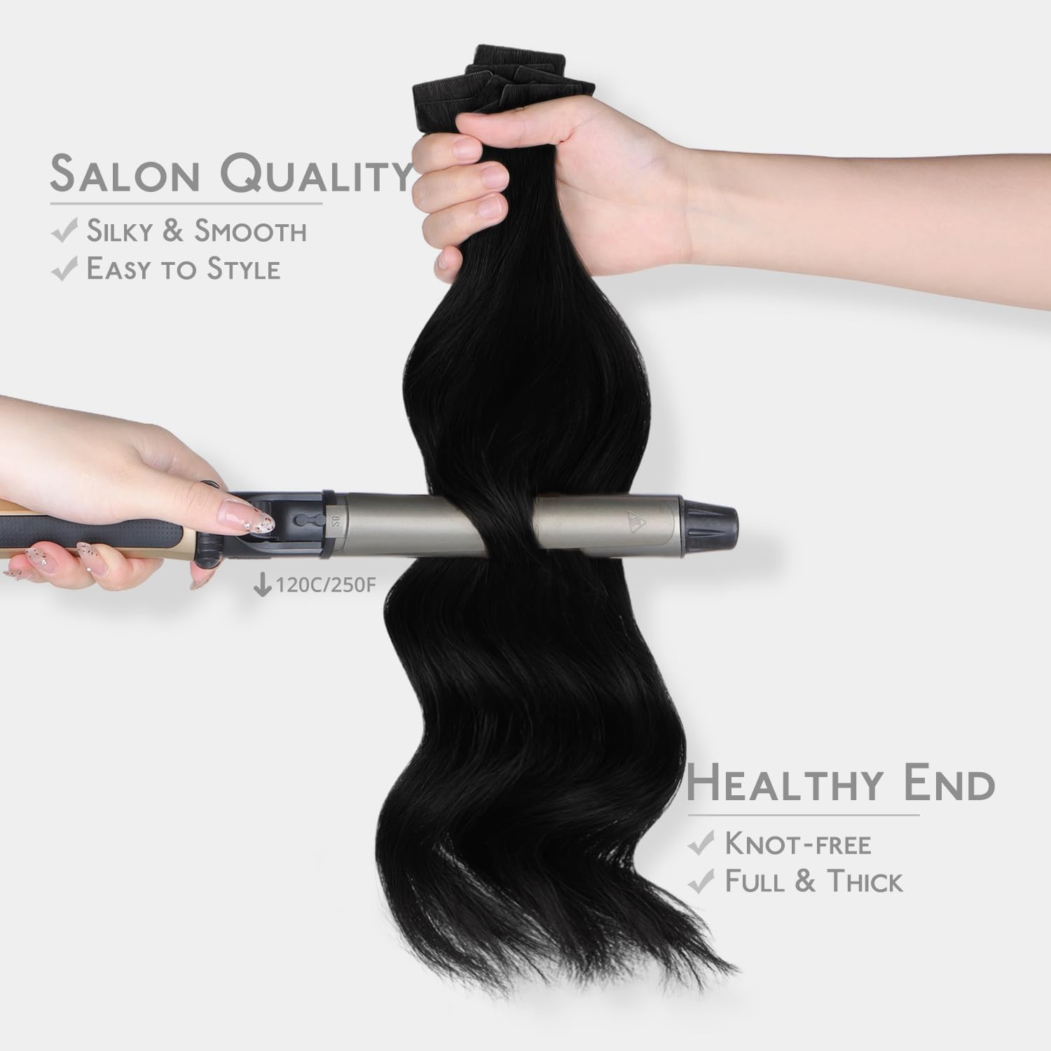 Detalle 2 de WENNALIFE Invisi Edge Tape-in Hair Extensions – 18 Inch, Jet Black, 50g, 20pcs