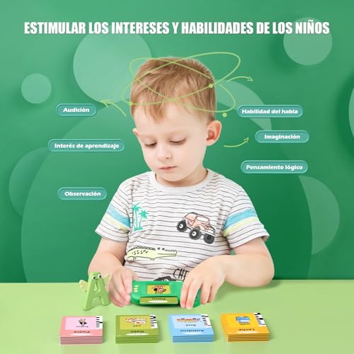 Detalle de Tarjetas Flash Parlantes Español Visator – Juguete educativo Montessori para 3+ años (Verde)