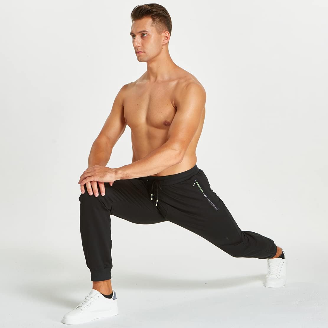 Detalle 2 de ZOXOZ Mens Joggers Tracksuit Bottoms with Zipped Pockets – cotton, elasticated waist