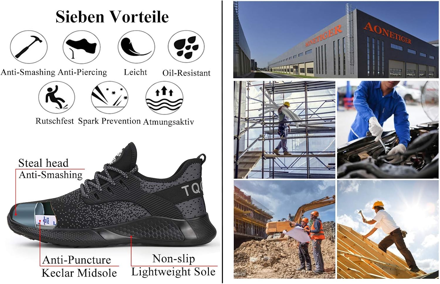 Thumbnail 2 de AONETIGER Sicherheitsschuhe Unisex Leicht