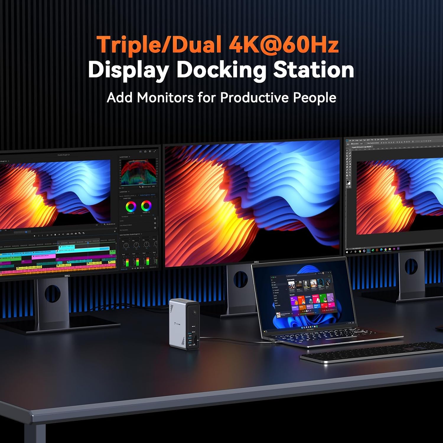 Detalle de TobenONE 18-in-1 laptop docking station 3 monitors