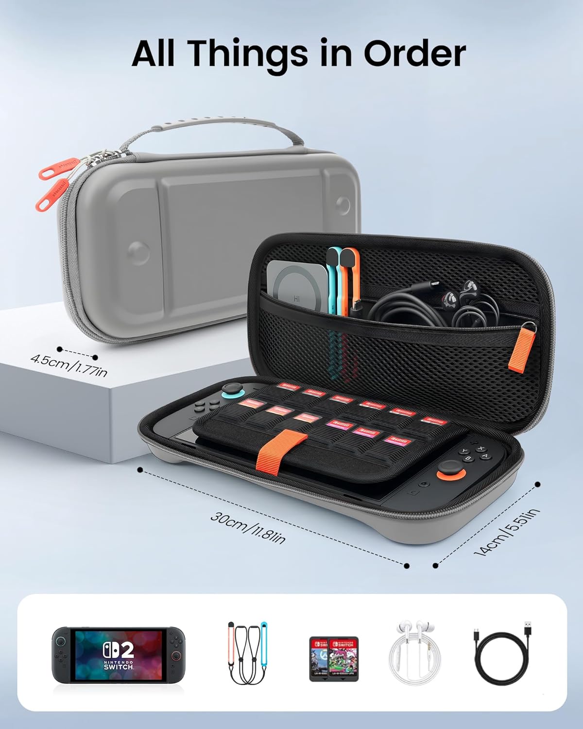 Thumbnail 2 de TRANSNOVO Carrying Case for Nintendo Switch 2 Console (2025) – Durable, Shockproof Travel Case in Grey