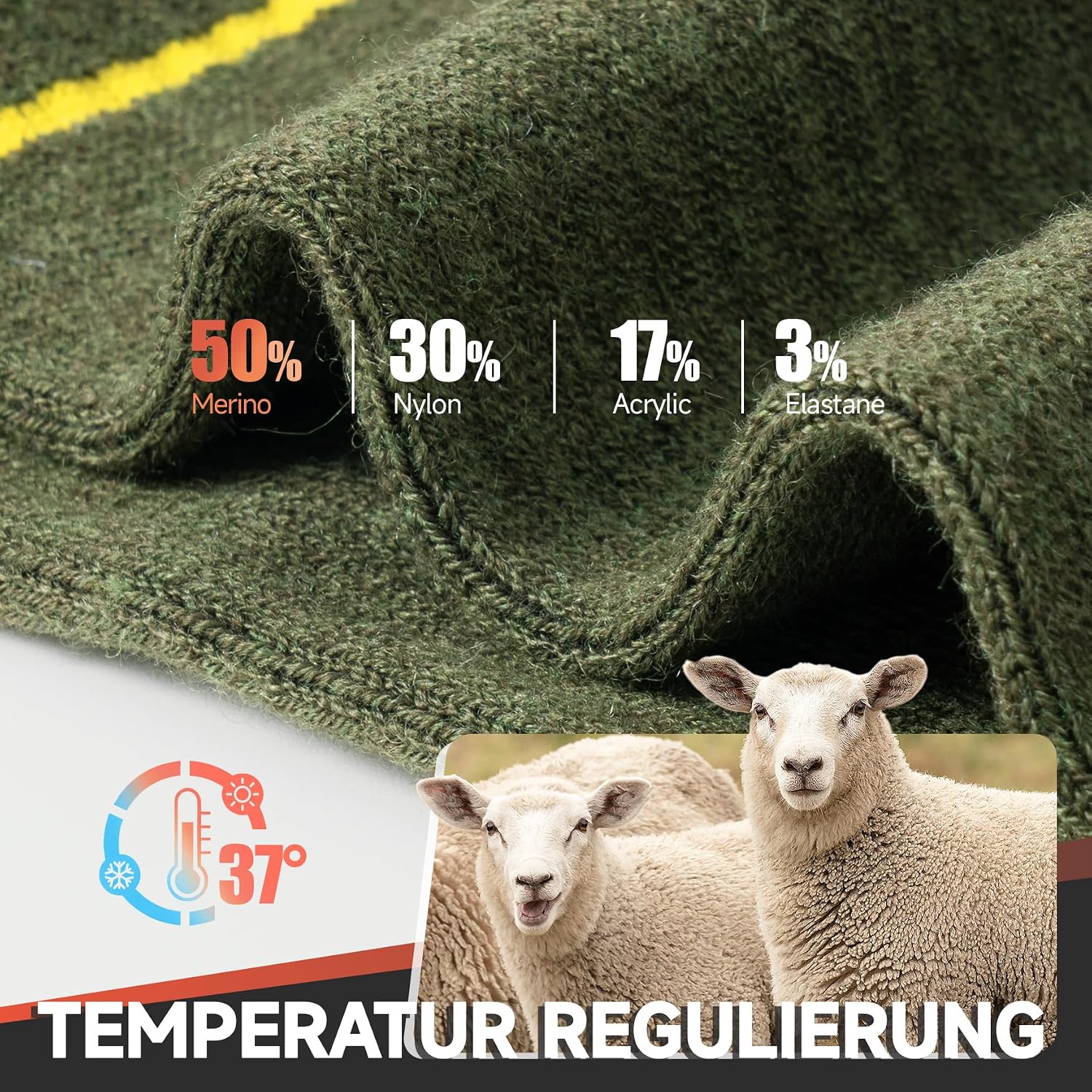 Thumbnail 1 de Alaplus Hiking Socks (merino wool) – cushioned breathable crew socks, 3 pairs