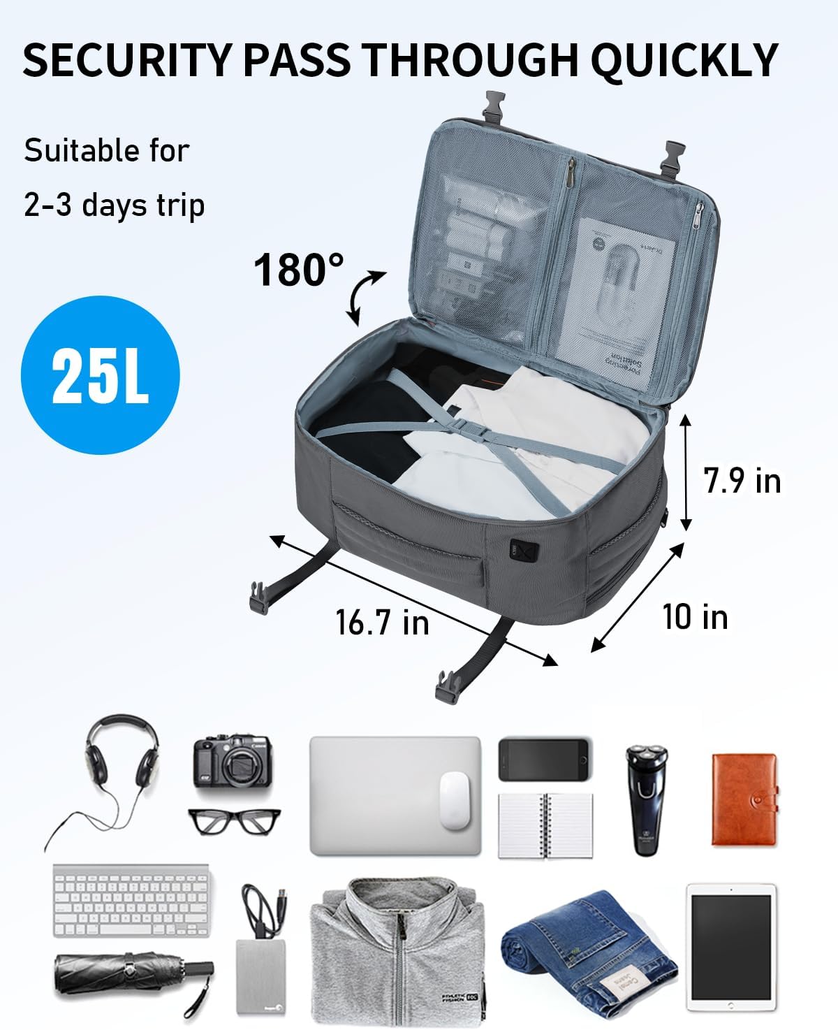 Thumbnail 3 de ECOHUB 17'' Travel Backpack: 25L Personal Item with USB Port, Flight Approved & Water Resistant