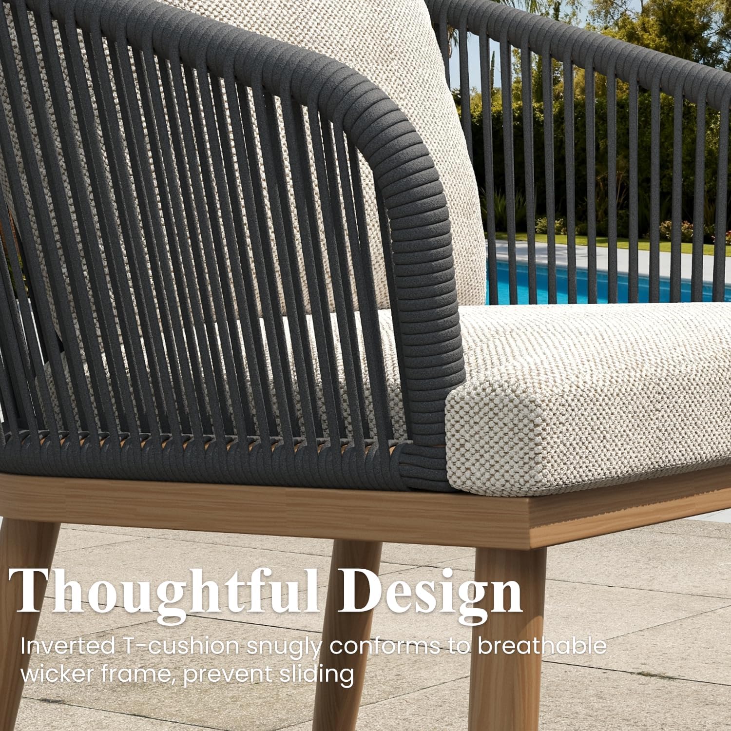 Detalle de LayinSun LY26828 9-Piece Outdoor Patio Dining Set with Aluminum Table and Wicker Chairs
