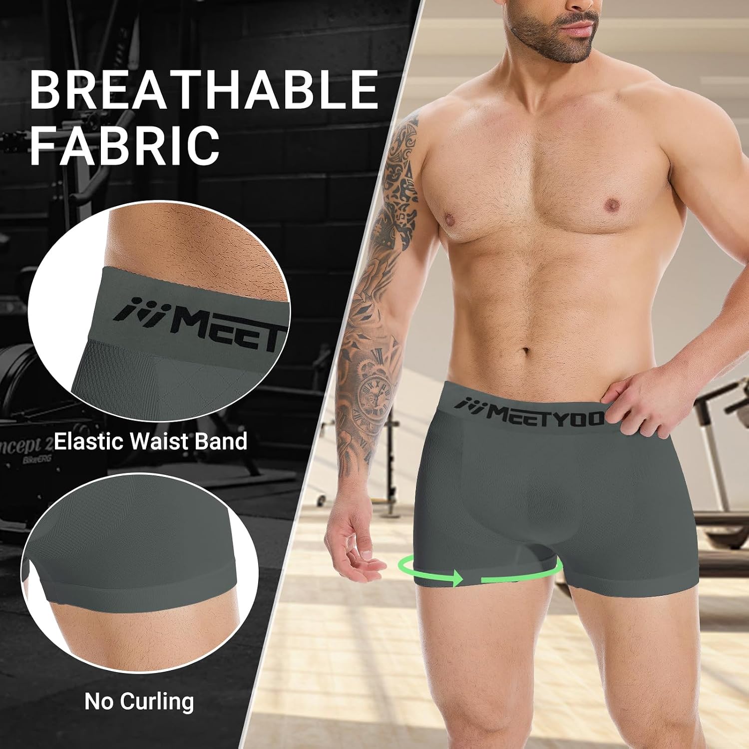 Detalle de MEETYOO Leggings Uomo: Calzamaglie sportive senza cuciture per sport e comfort quotidiano