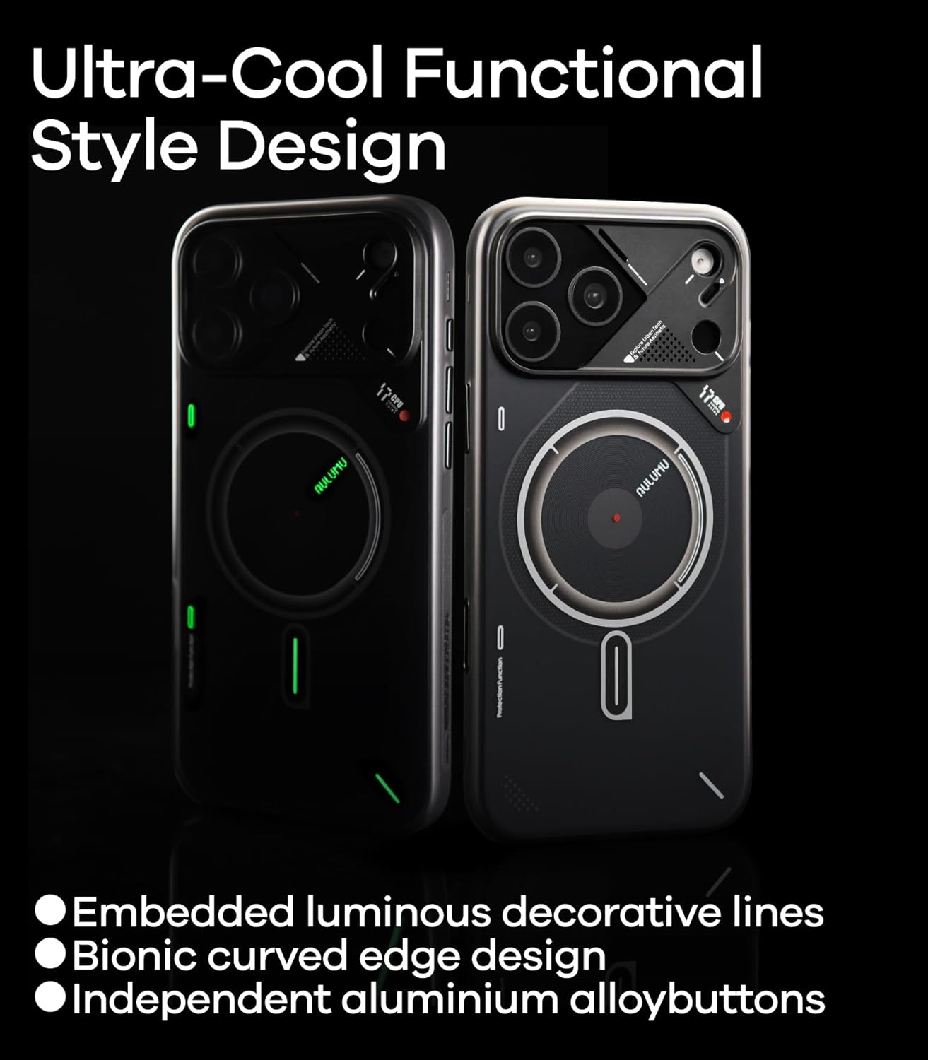 Thumbnail 3 de Aulumu A17 iPhone 17 Pro Max Magnetic Thermal Case with Camera Control (CoolHyper, IMD, MagSafe) — Touch Translucent Gray