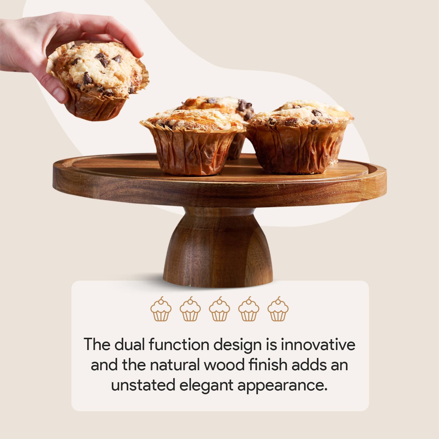 Thumbnail 5 de Acacia Wood Cake Stand with Lid 12in