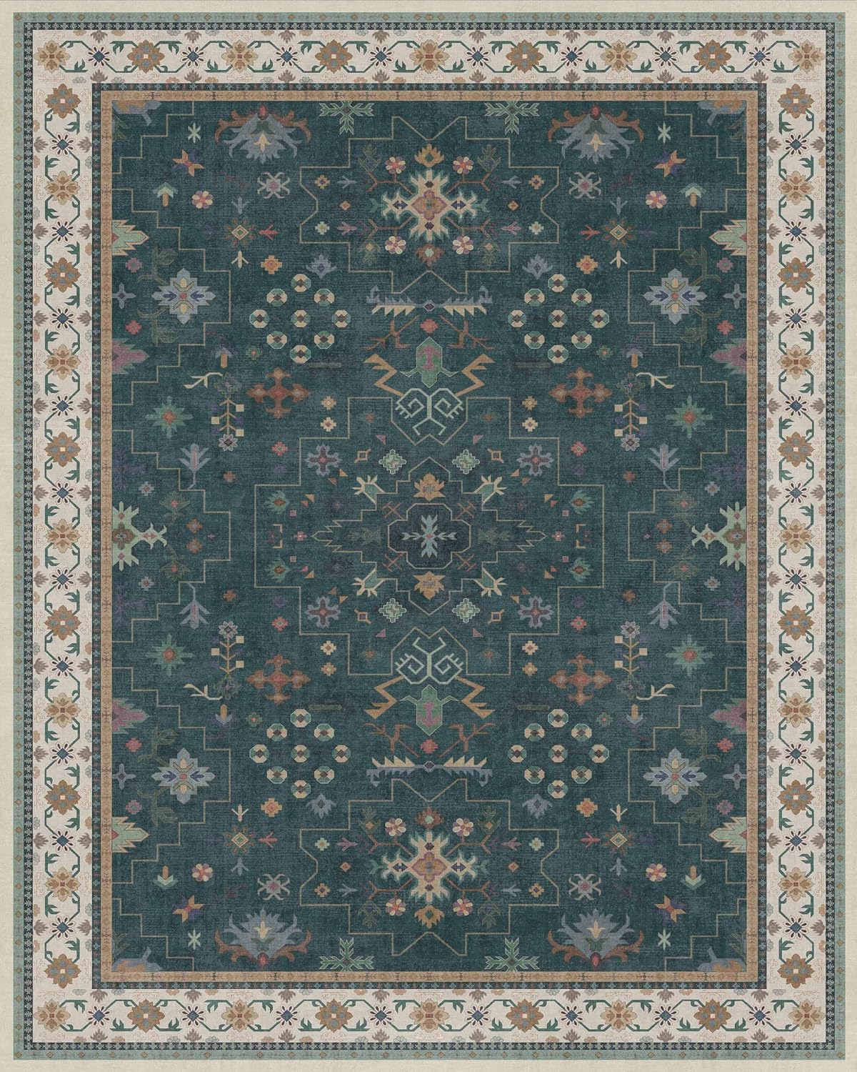 Thumbnail 1 de Hazo Haus Oushak Floral Rug 8x10 in Dark Green 🧹