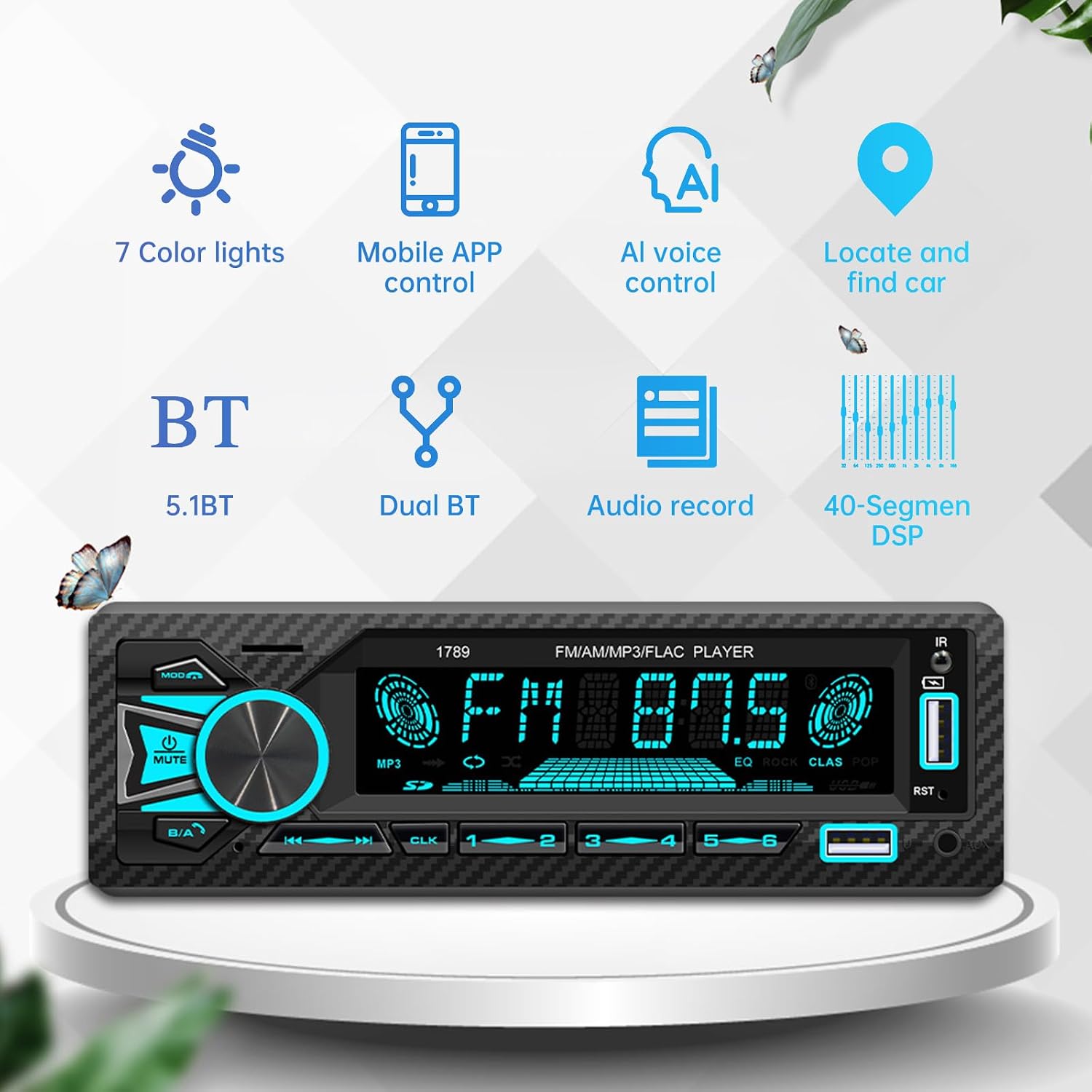 Detalle de ePathChina Car Audio Bluetooth Single DIN Car Stereo with 12V Power, VA LCD Screen and Dual USB