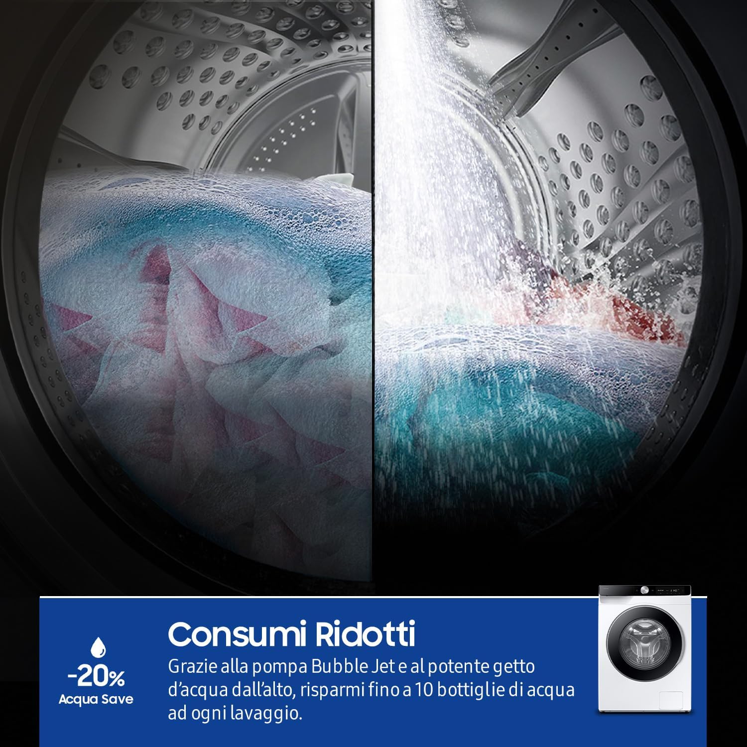 Detalle de Samsung Lavatrice AI Control WW10FG6U34LK/U3: 10 kg, AI Energy Mode e EcoBubble, lavaggio a vapore e connessa Wi-Fi