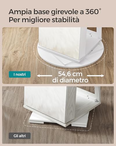 Detalle 2 de SONGMICS BERIT JJC007W01 specchio portagioie girevole con LED e serratura