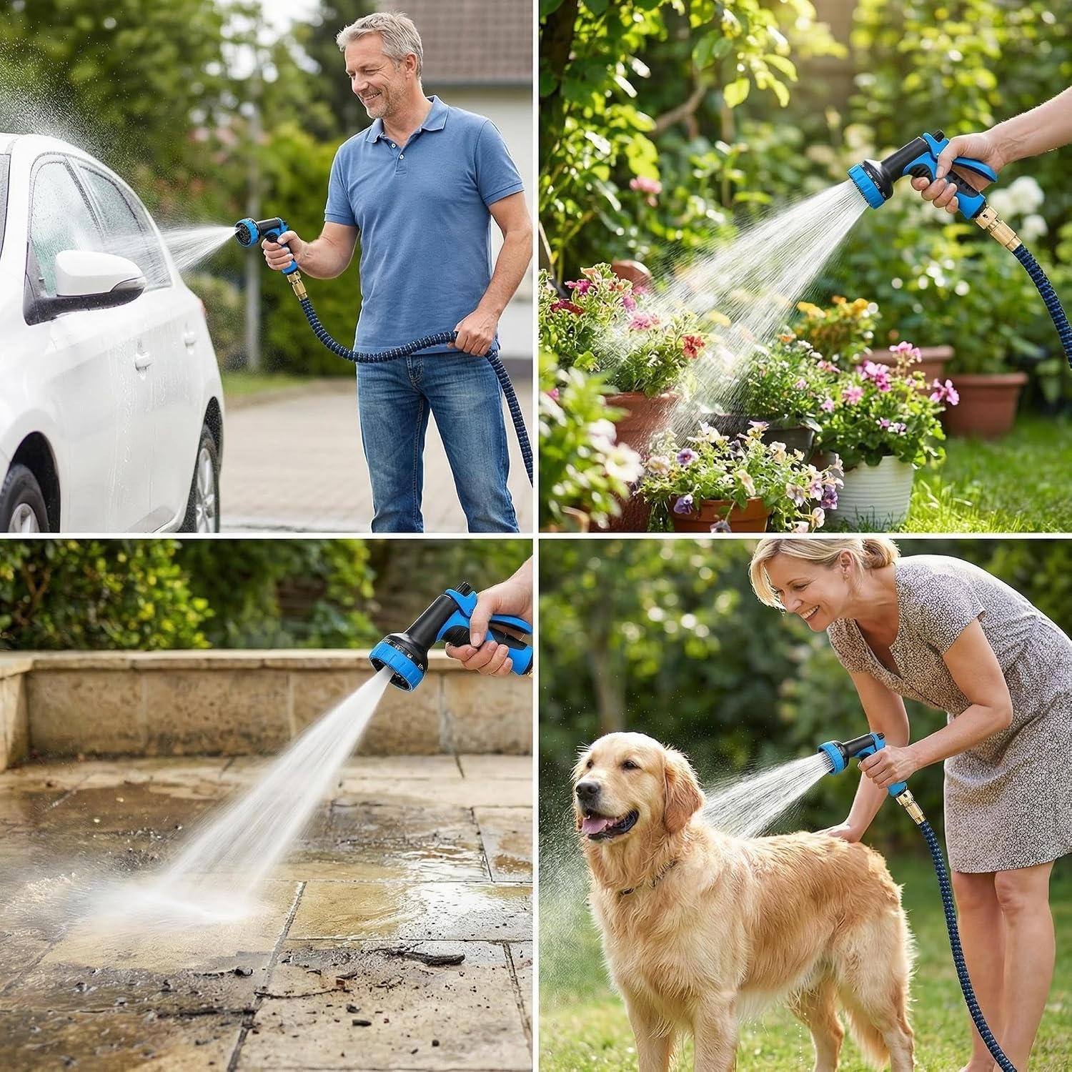 Thumbnail 5 de Hose Pipe with 10-Pattern Spray Gun, 75ft Expandable Garden Hose with Brass Connectors
