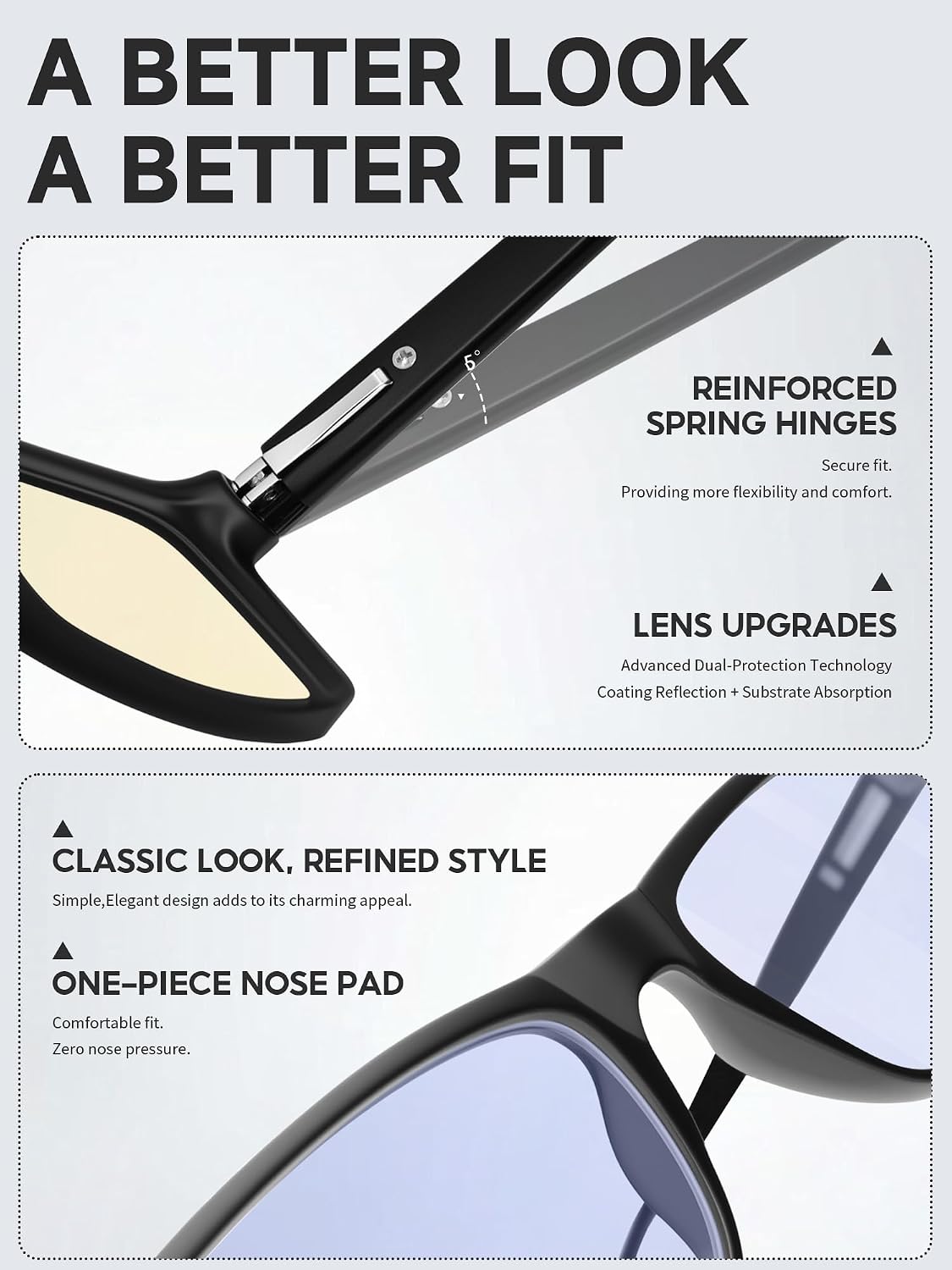 Detalle 2 de Nanrton Blue Light Reading Glasses, +1.0 Magnification