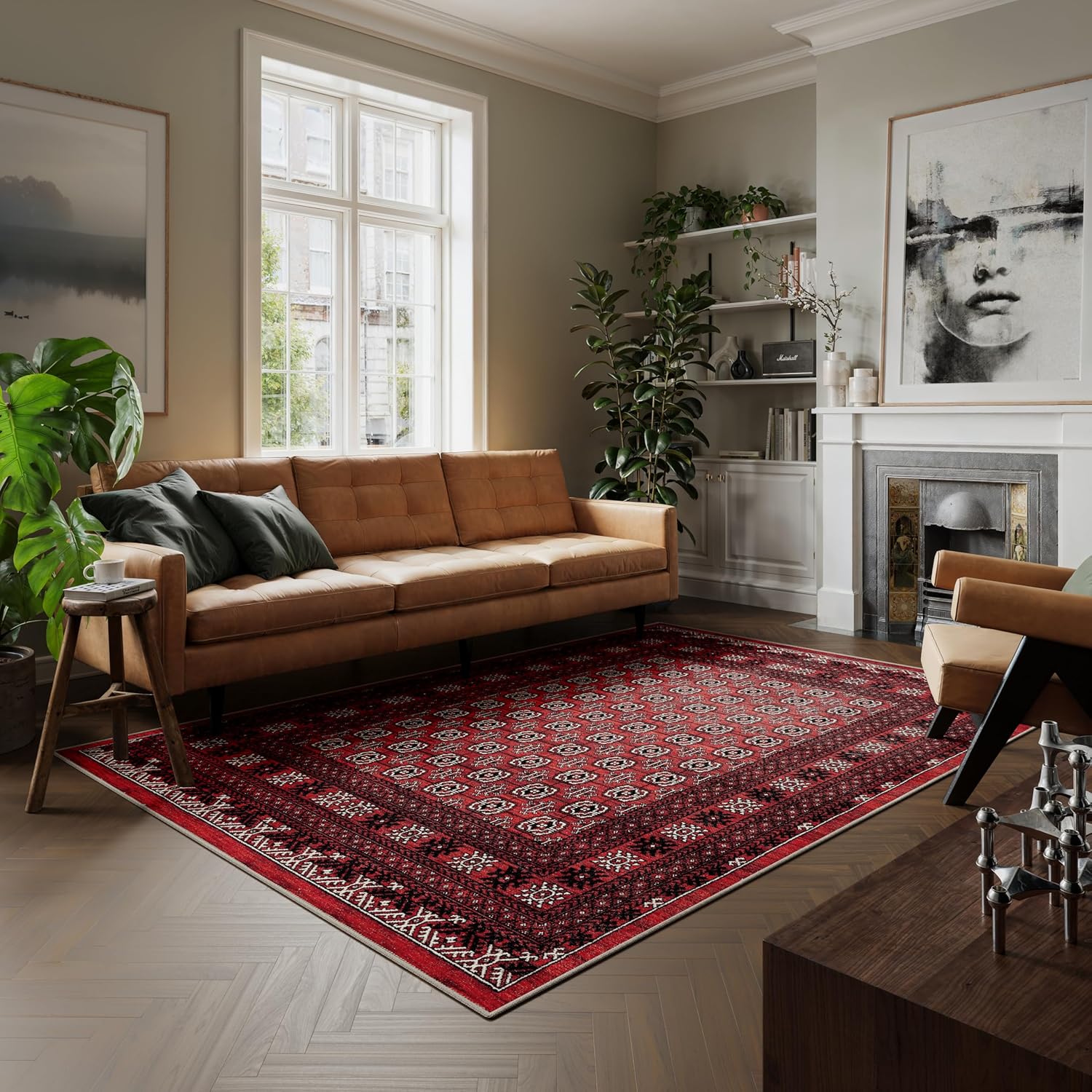 Thumbnail 1 de artyrugs Dragon Red machine washable rug (200x290cm) with non-slip backing and short pile