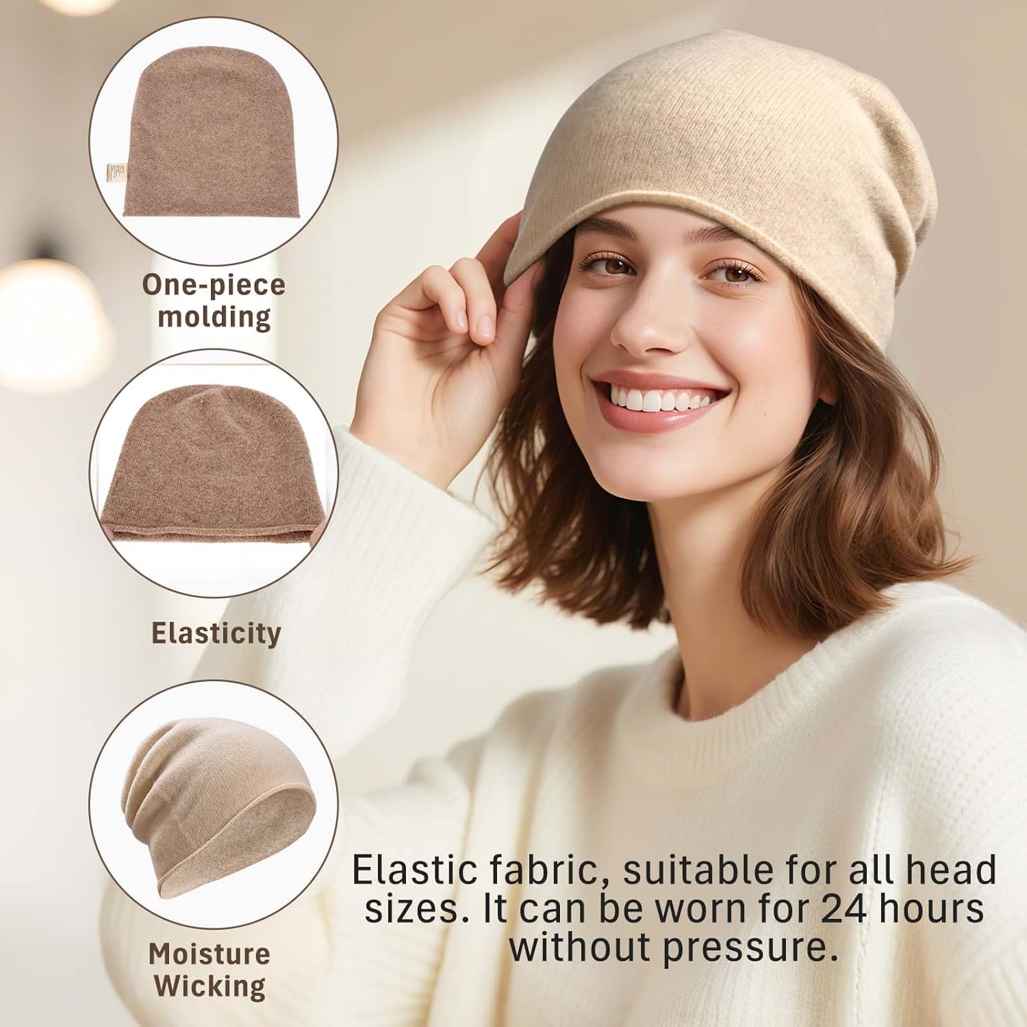 Thumbnail 1 de ZLYC Winter Woll-Strickmütze Slouchy Beanie – Nahtloser Komfort aus feiner Wolle