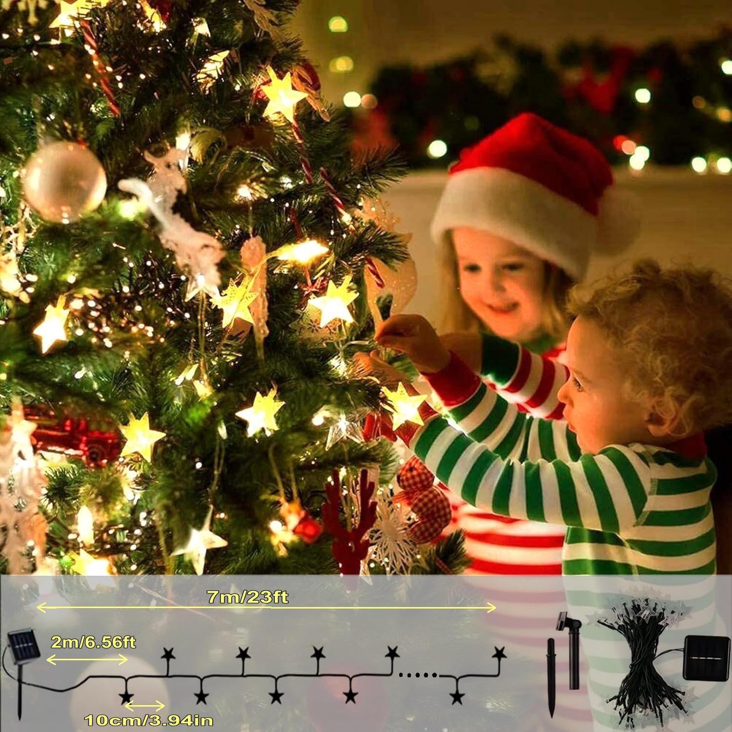 Thumbnail 4 de FANSIR Solar Garden Lights: 50 LED Star Fairy Lights with 8 Modes, 23ft Wire, IP65 Waterproof