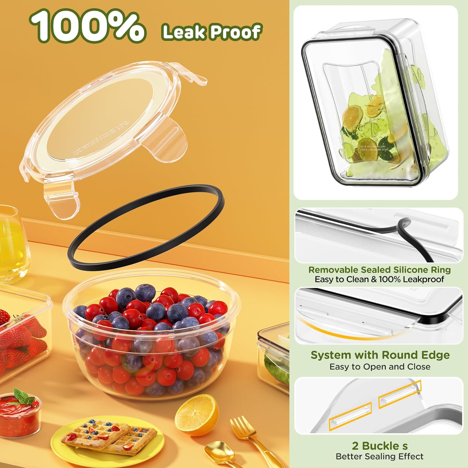 Detalle de JSCARES Food Storage Containers Plastic