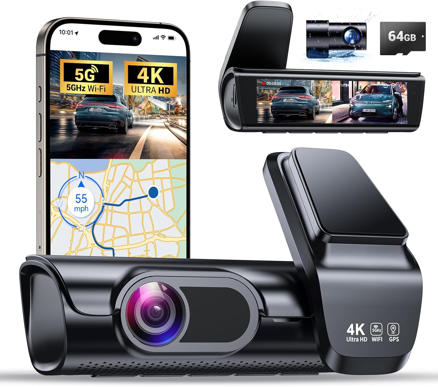Detalle de OVAMAN K600 4K Dash Cam with GPS and Wi‑Fi