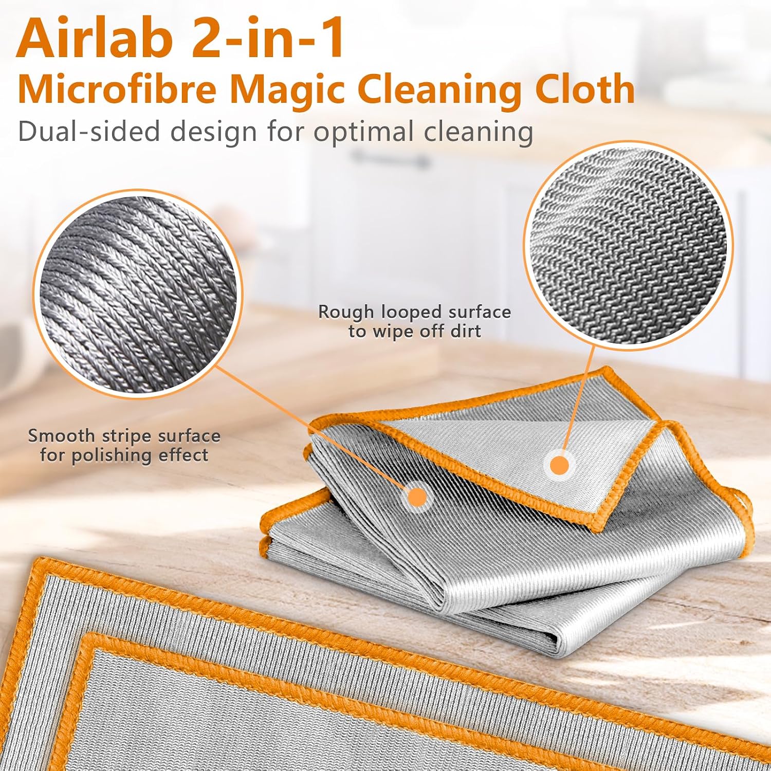 Detalle de Airlab MDL-HJU3030 – dwustronna ściereczka z mikrofibry 30 × 30 cm