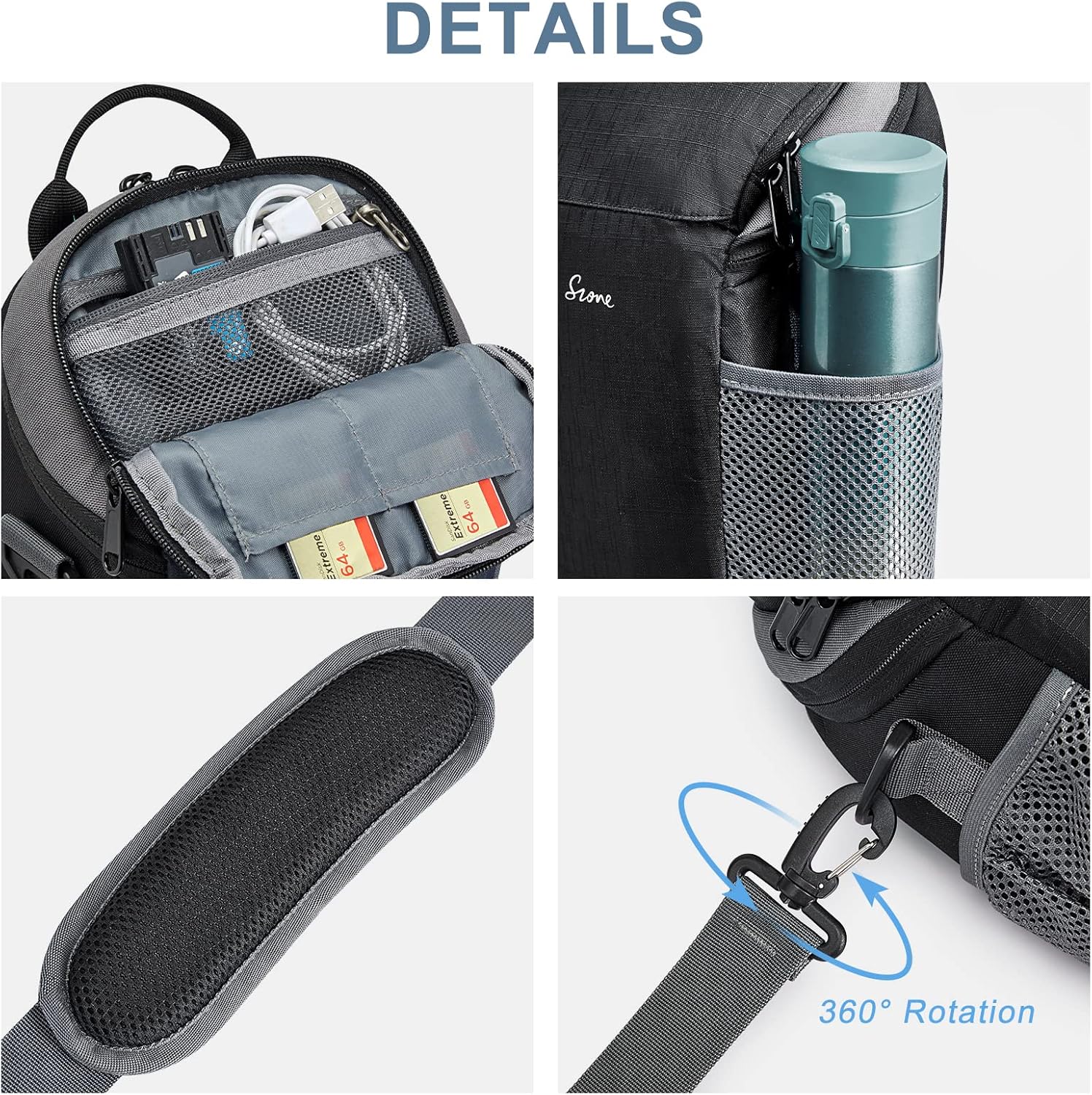 Thumbnail 6 de S-ZONE Sac étanche pour appareil photo DSLR/SLR (5,5 x 11,8 x 3,75 pouces) avec housse toutes saisons