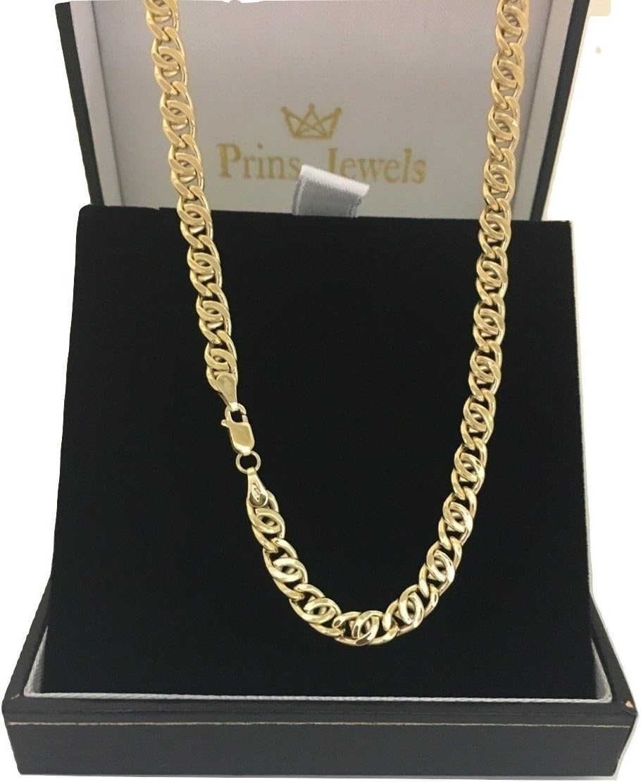 Detalle 1 de Collana a catena in oro giallo 585 da 14 carati, unisex, 4 mm di larghezza
