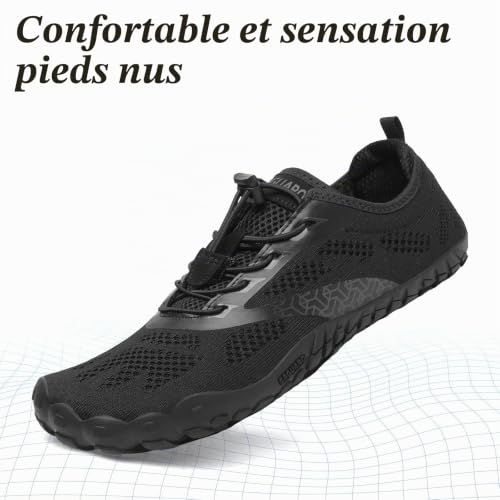 Detalle de SAGUARO Chaussures de Trail Minimalistes – Noir Charbon, 47 EU
