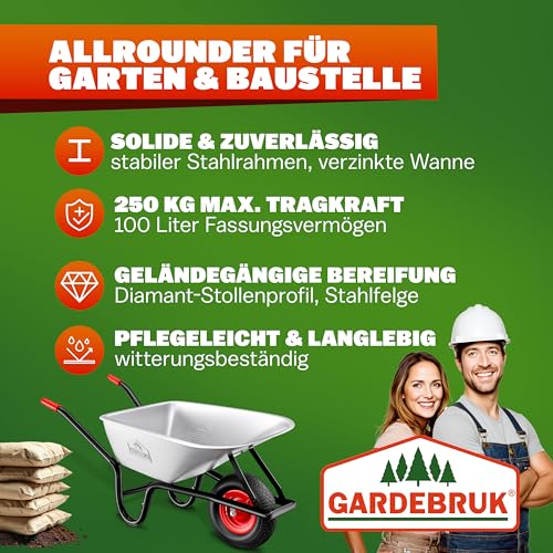 Thumbnail 8 de Gardebruk Schubkarre 100L 250kg – robuste Allround-Lösung für Garten und Baustelle